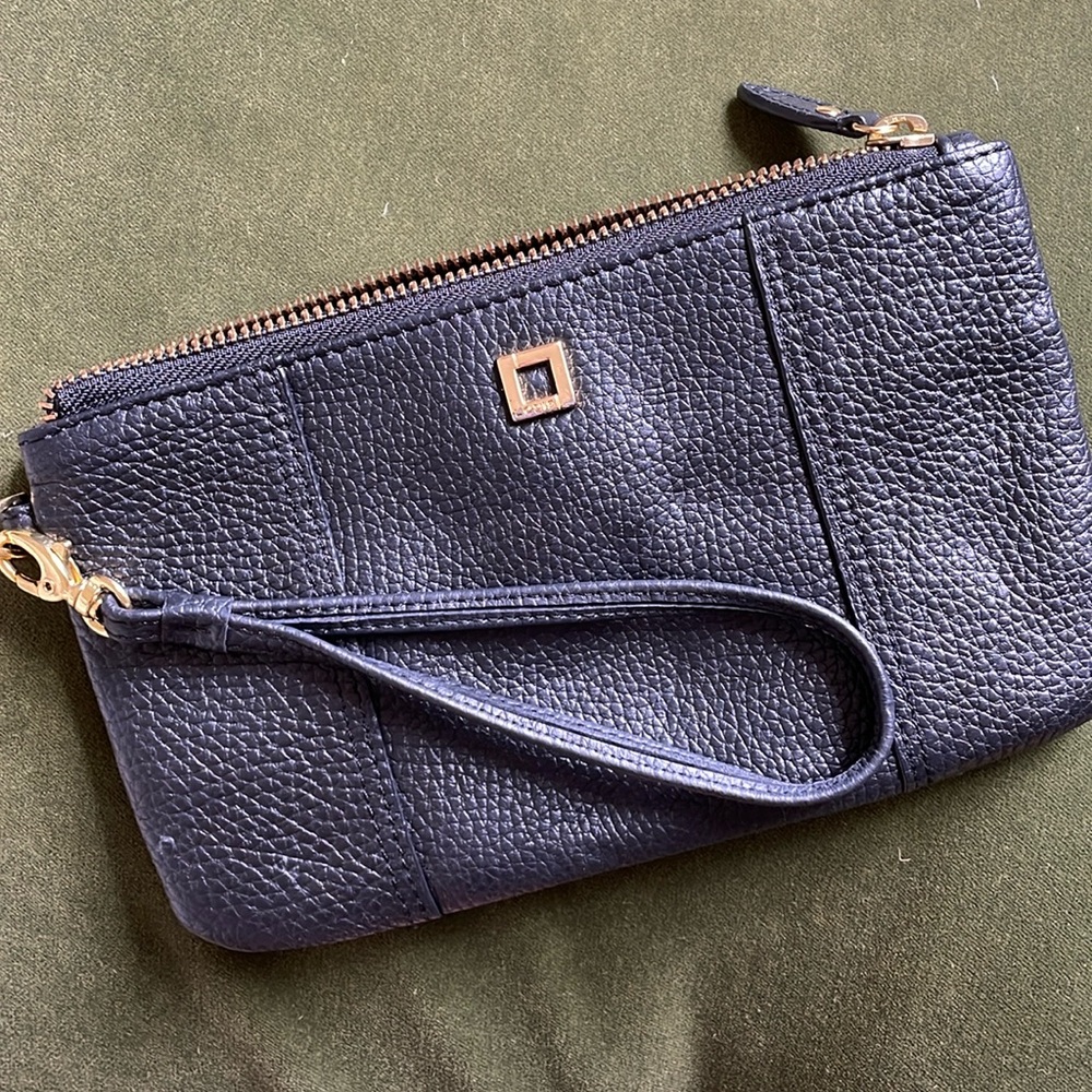 Lodis pebbled leather black small wristlet wallet